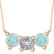Three Stone Diamond & Aquamarine Pendant Necklace 14k Rose Gold (3.00ct)