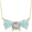 Three Stone Diamond & Aquamarine Pendant Necklace 14k Yellow Gold (3.00ct)