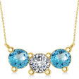 Three Stone Diamond & Blue Topaz Pendant Necklace 14k Yellow Gold (3.00ct)
