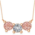Three Stone Diamond & Morganite Pendant Necklace 14k Rose Gold (3.00ct)