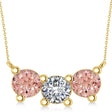 Three Stone Diamond & Morganite Pendant Necklace 14k Yellow Gold (3.00ct)