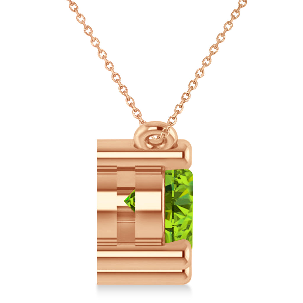 Three Stone Diamond & Peridot Pendant Necklace 14k Rose Gold (3.00ct)