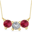 Three Stone Diamond & Ruby Pendant Necklace 14k Yellow Gold (3.00ct)