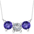 Three Stone Diamond & Tanzanite Pendant Necklace 14k White Gold (3.00ct)