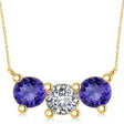 Three Stone Diamond & Tanzanite Pendant Necklace 14k Yellow Gold (3.00ct)