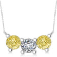 Three Stone Diamond & Yellow Diamond Pendant Necklace 14k White Gold (3.00ct)