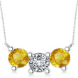 Three Stone Diamond & Yellow Sapphire Pendant Necklace 14k White Gold (3.00ct)