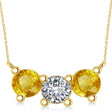 Three Stone Diamond & Yellow Sapphire Pendant Necklace 14k Yellow Gold (3.00ct)