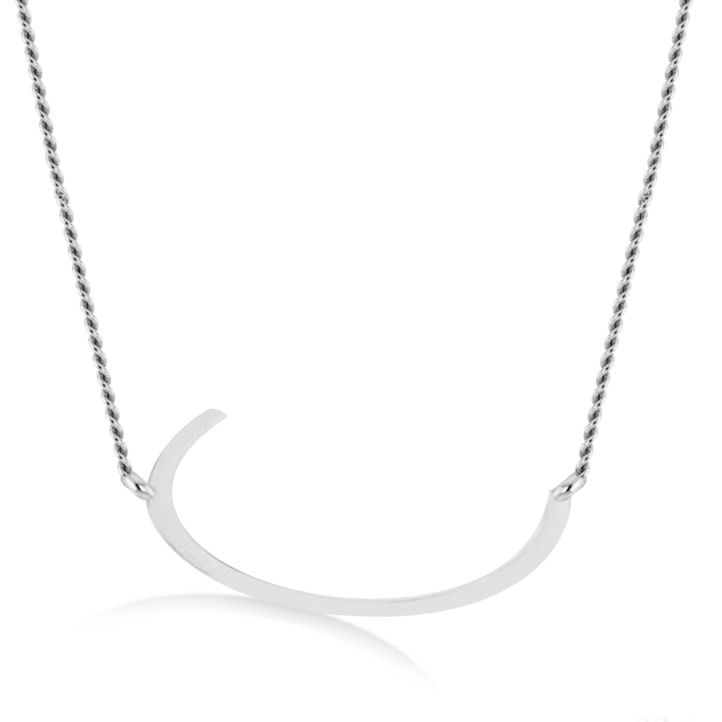Personalized Large Tilted Initial Necklace 14k White Gold