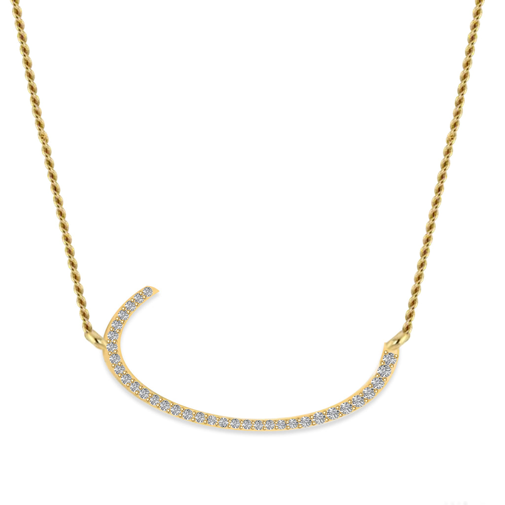 Personalized Diamond Large Tilted Initial Necklace 14k Yellow Gold