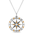 Compass Pendant For Men Citrine & Diamond Accented 14k White Gold (0.45ct)