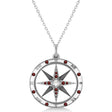 Compass Pendant For Men Garnet & Diamond Accented 14k White Gold (0.45ct)