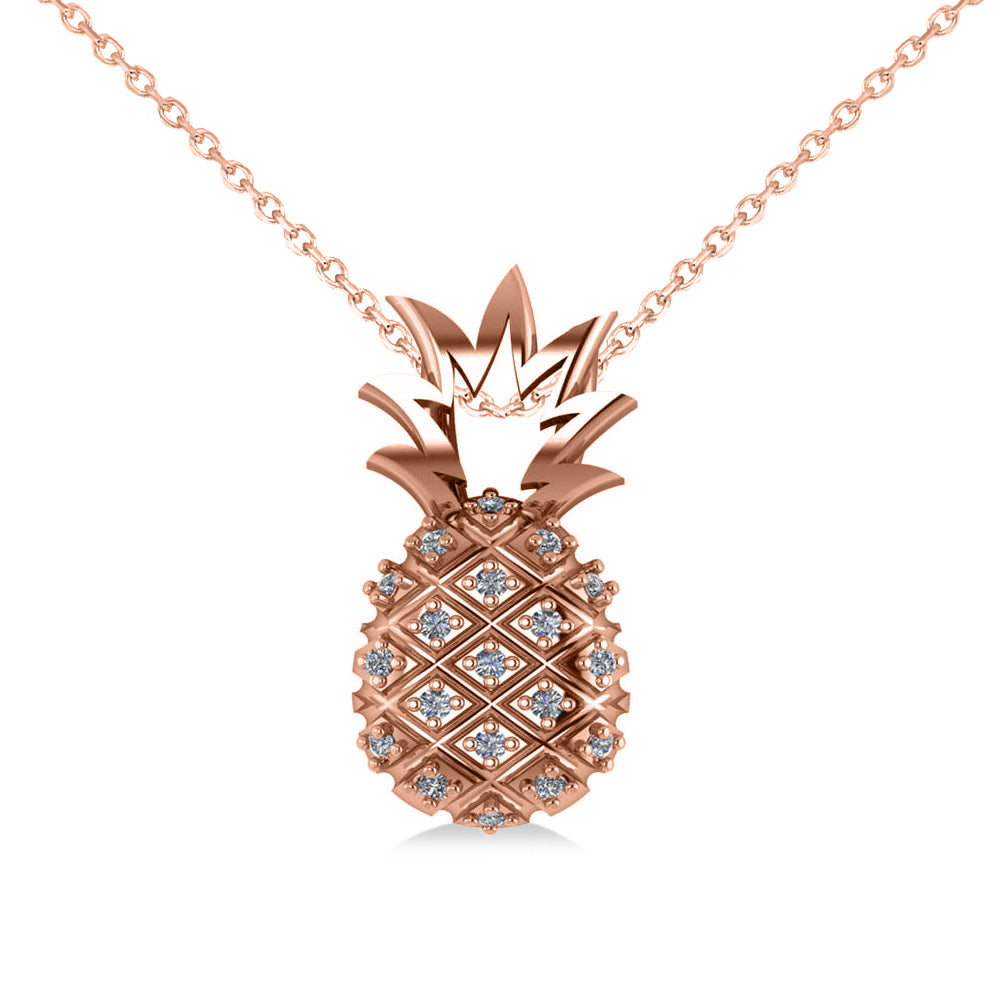 Diamond Pineapple Fashion Pendant Necklace 14K Rose Gold (0.10ct)
