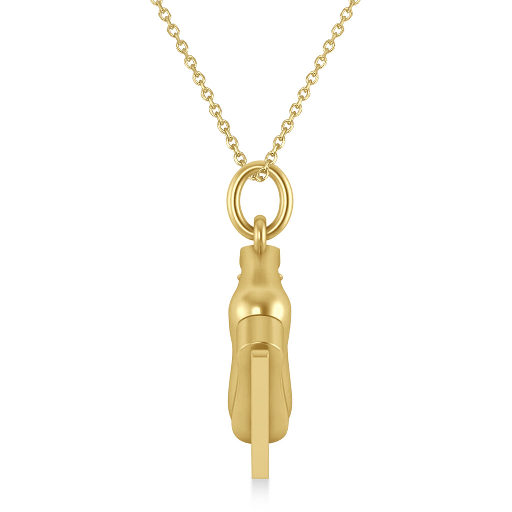 Ice Skate Charm Pendant Necklace 14K Yellow Gold
