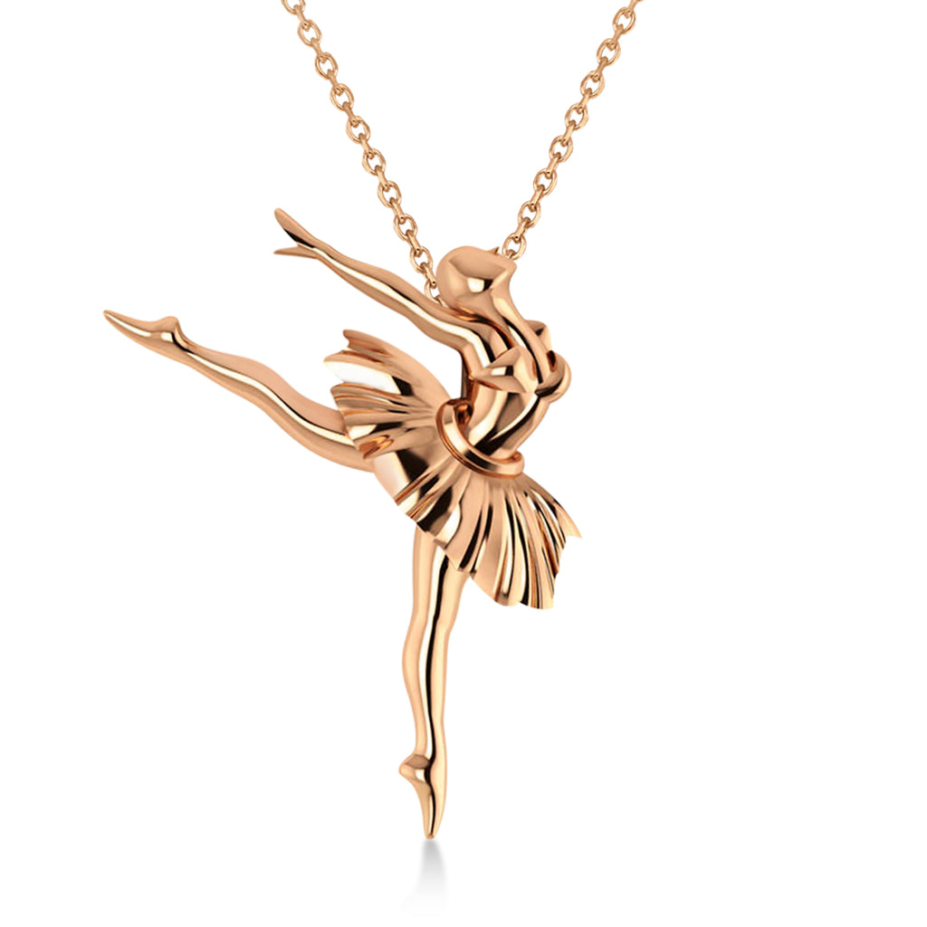 Graceful Ballerina Pose Pendant Necklace 14k Rose Gold