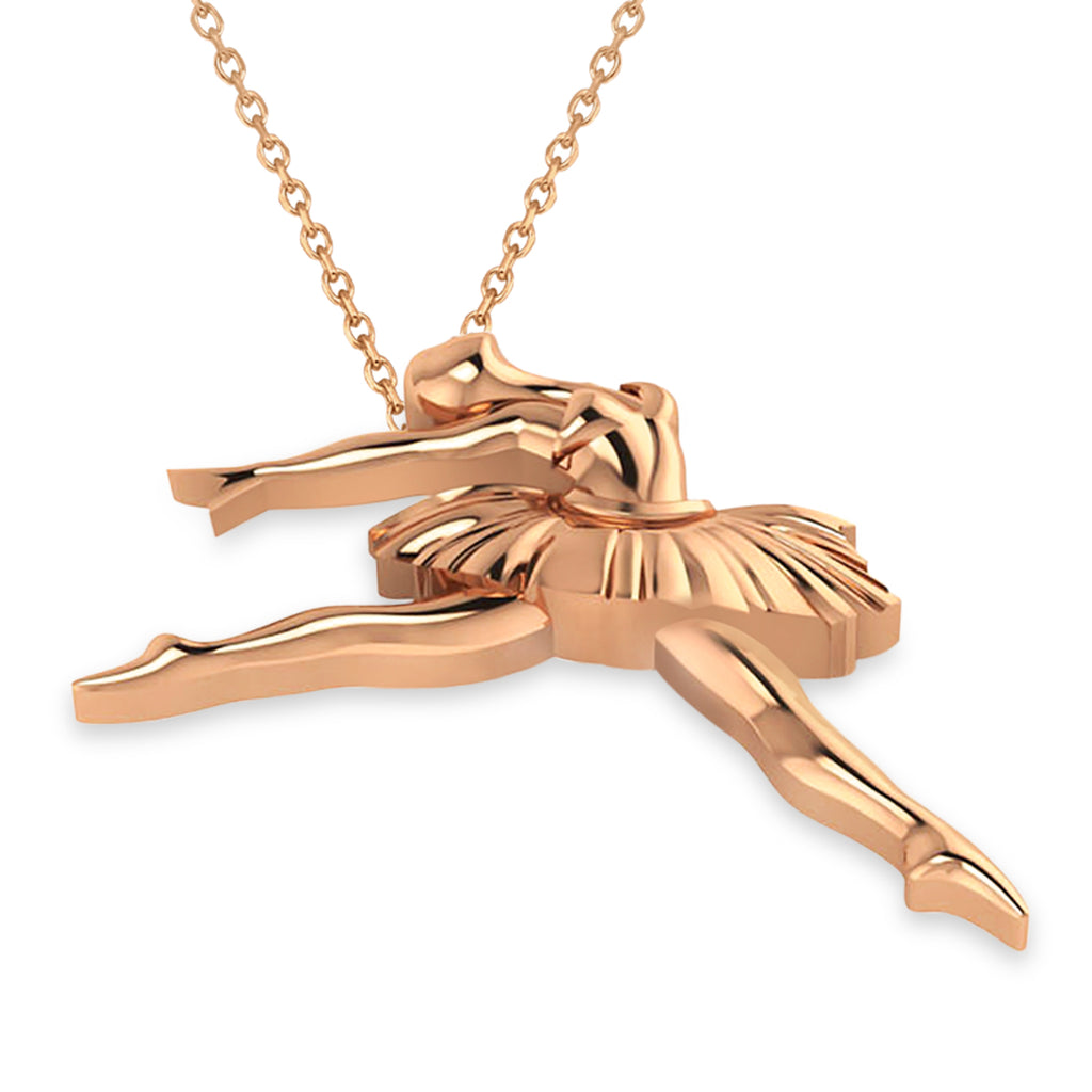 Graceful Ballerina Pose Pendant Necklace 14k Rose Gold