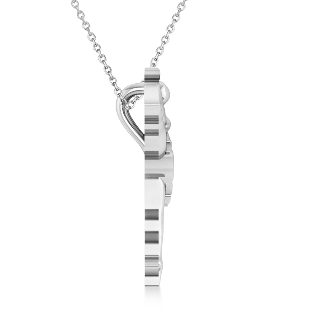 Graceful Ballerina Pose Pendant Necklace 14k White Gold