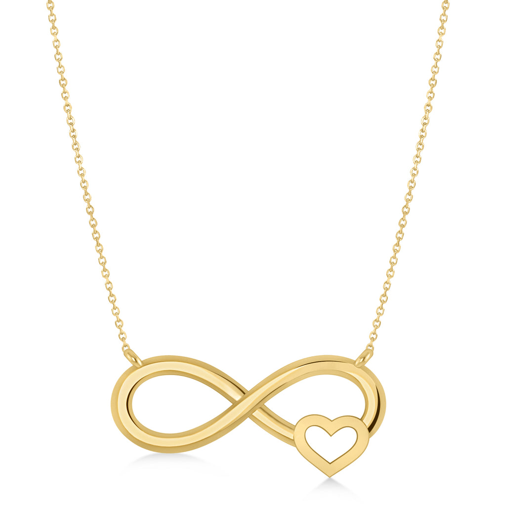 Infinity & Heart Pendant Necklace 14k Yellow Gold