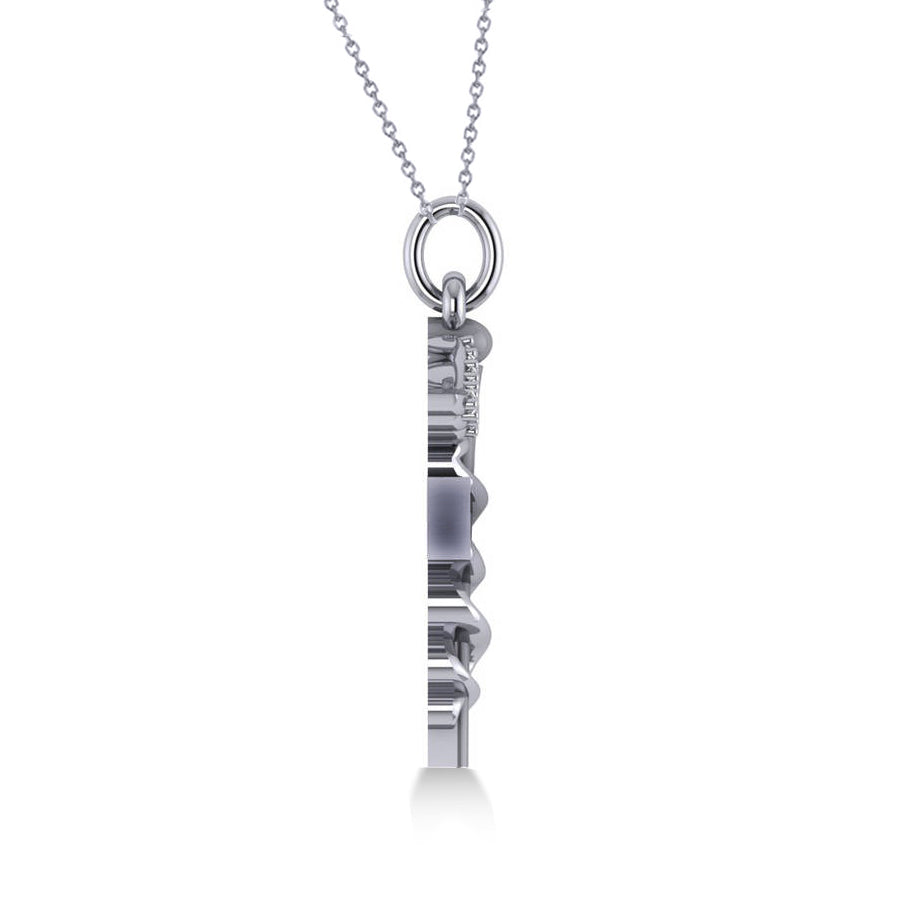 Diamond Caduceus RN Medical Symbol Pendant 14k White Gold (0.13ct)