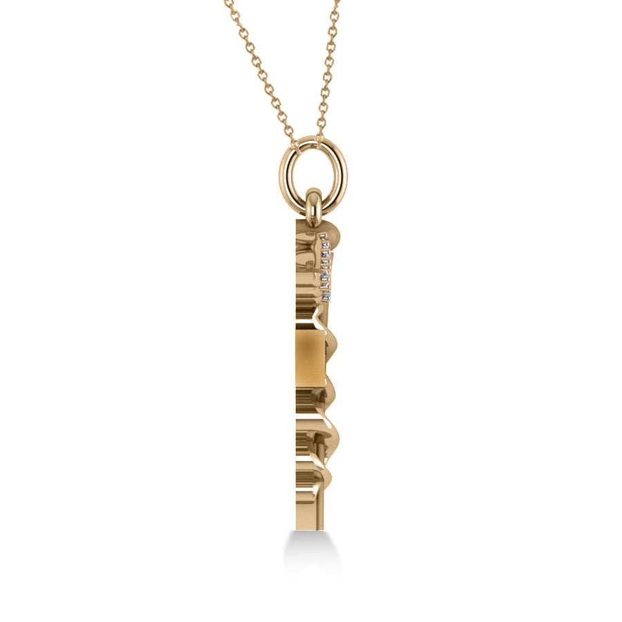 Diamond Caduceus RN Medical Symbol Pendant 14k Yellow Gold (0.13ct)