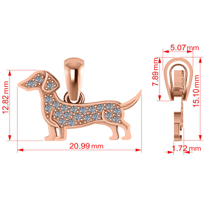 Diamond Accented Dog Pendant Necklace 14K Rose Gold (0.21ct)