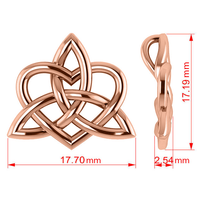 Celtic Trinity Knot Heart Pendant Necklace 14K Rose Gold