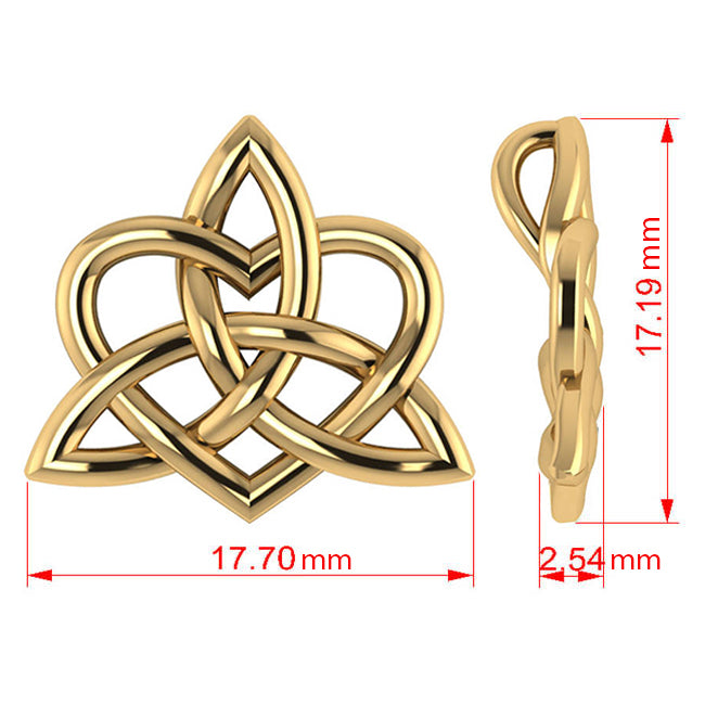 Celtic Trinity Knot Heart Pendant Necklace 14K Yellow Gold