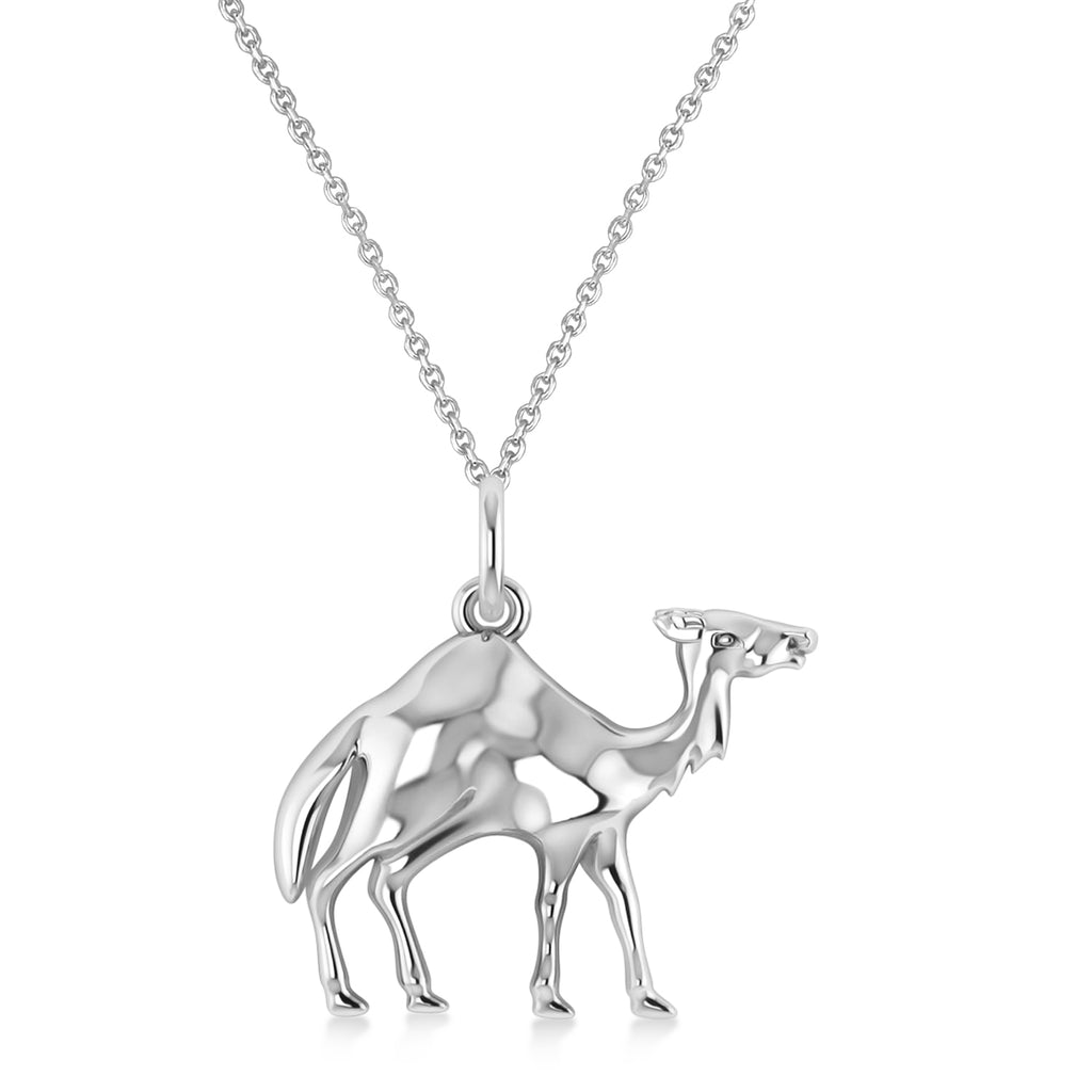 Camel Charm Pendant Necklace 14K White Gold