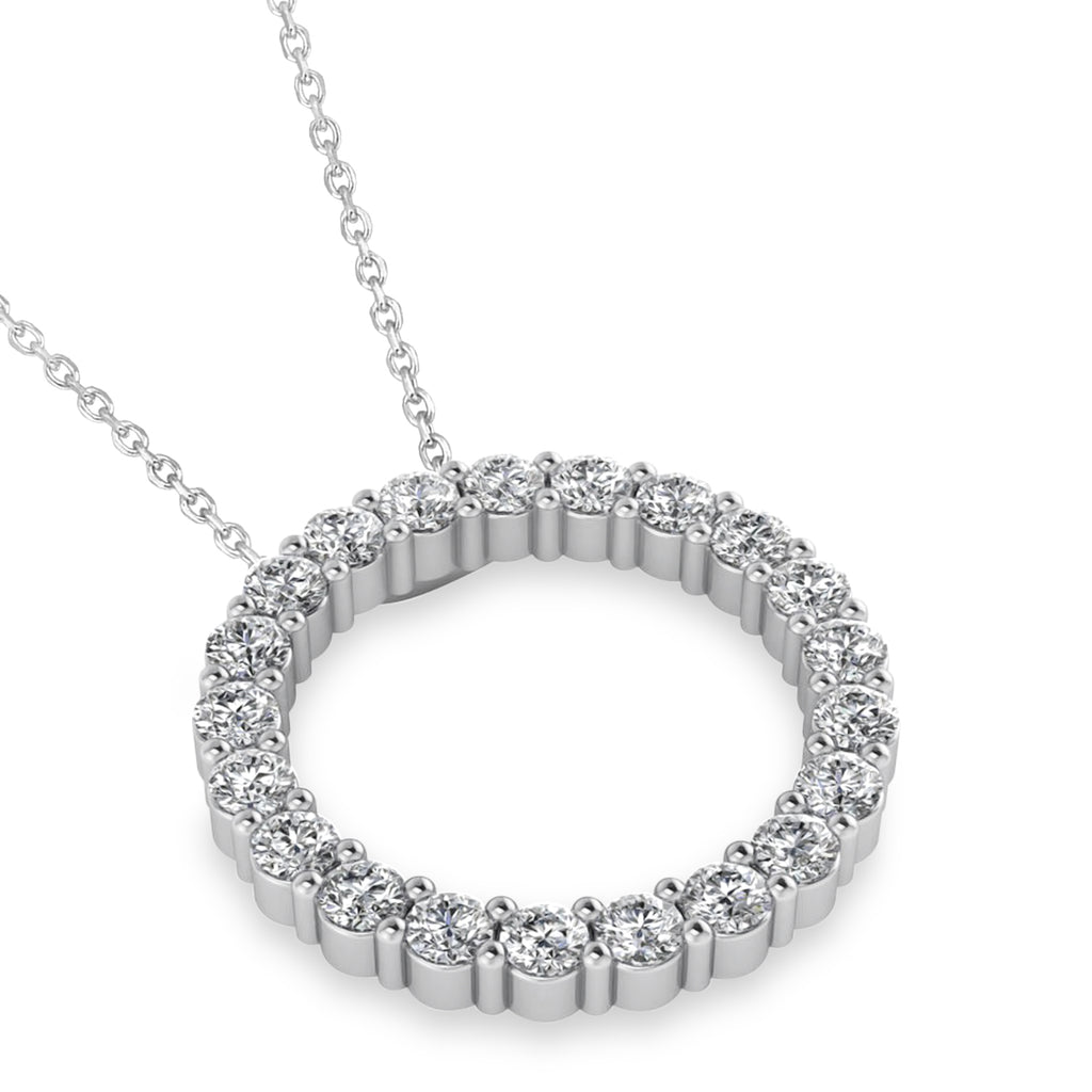 Moissanite Circle of Life Pendant Necklace 14k White Gold (2.10ct)