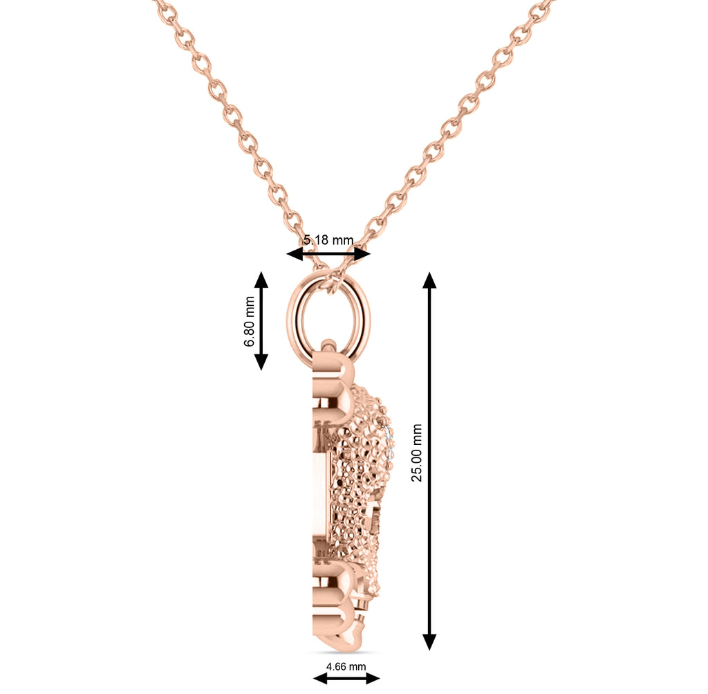 Diamond Skull Charm Pendant Necklace 14K Rose Gold (0.14ct)