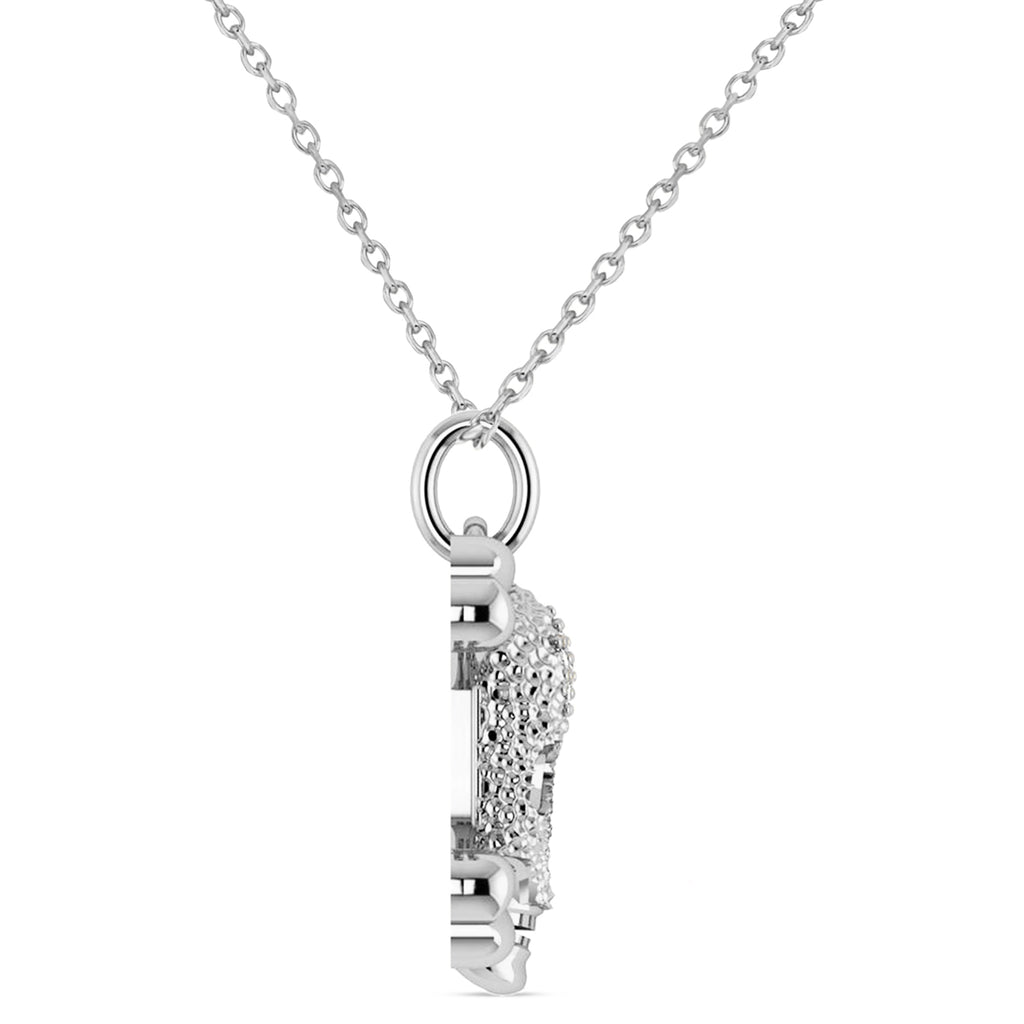Diamond Skull Charm Pendant Necklace 14K White Gold (0.14ct)