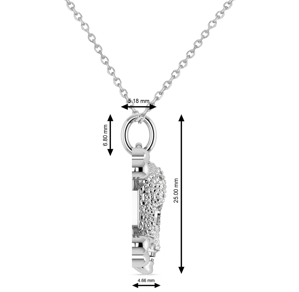 Diamond Skull Charm Pendant Necklace 14K White Gold (0.14ct)