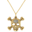 Diamond Skull Charm Pendant Necklace 14K Yellow Gold (0.14ct)