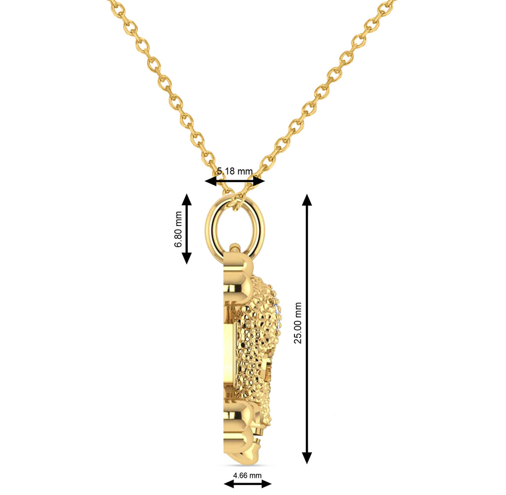 Diamond Skull Charm Pendant Necklace 14K Yellow Gold (0.14ct)