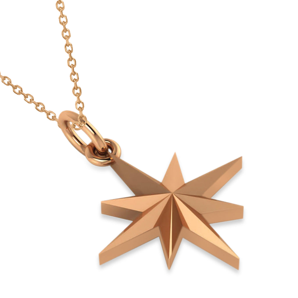 Shinning Bright North Star Pendant Necklace 14k Rose Gold