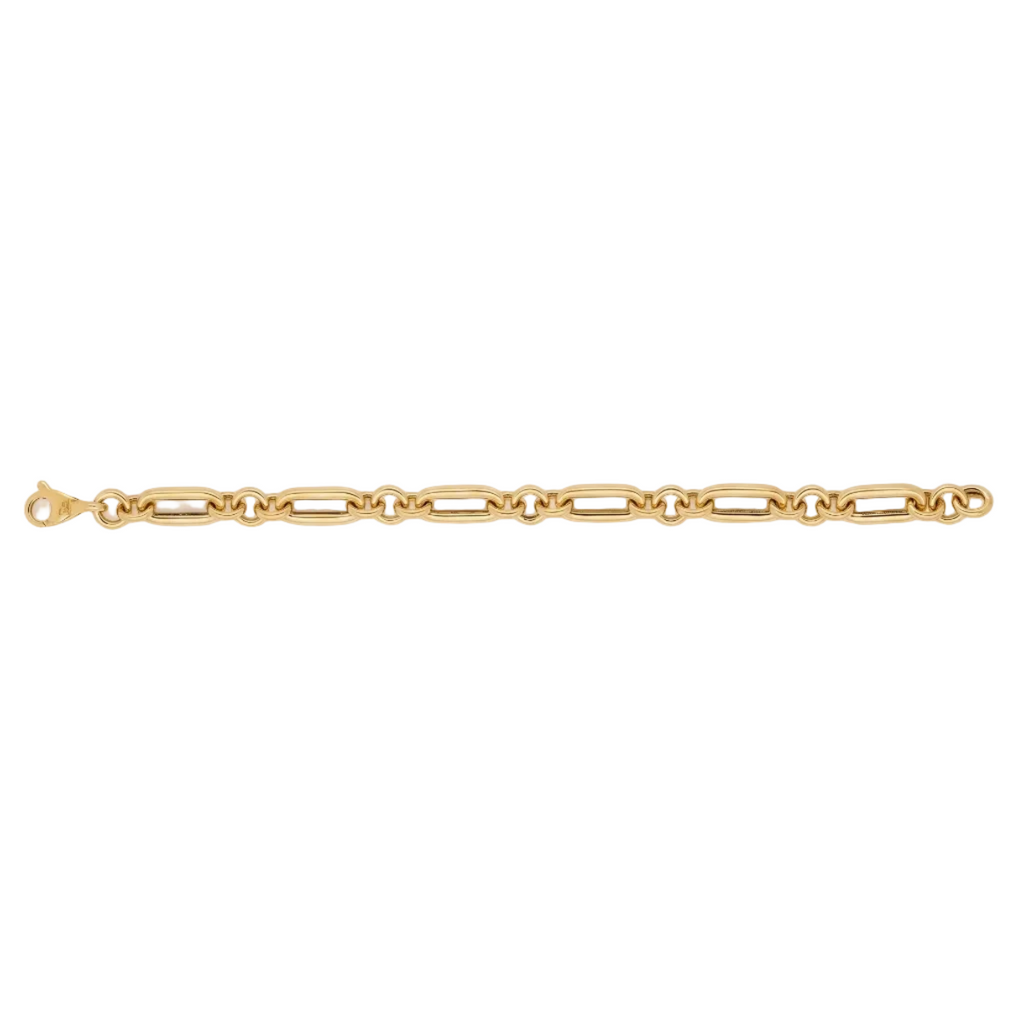 Paper Clip Round Link Chain Bracelet 14K Yellow Gold