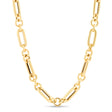 Paper Clip Round Link Chain Necklace 14K Yellow Gold