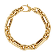 Paper Clip Oval Link Chain Bracelet 14K Yellow Gold