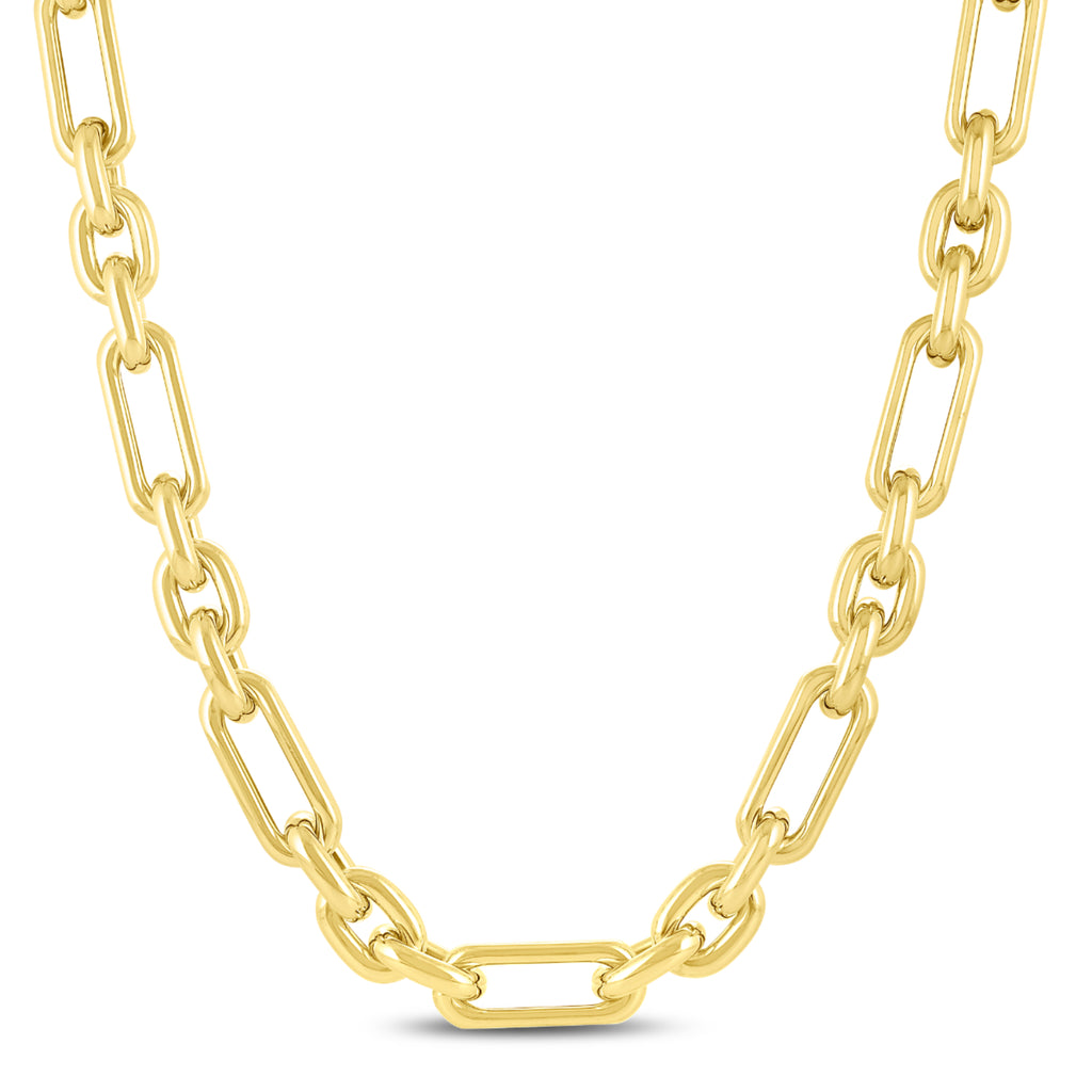 Paper Clip Oval Link Chain Necklace 14K Yellow Gold