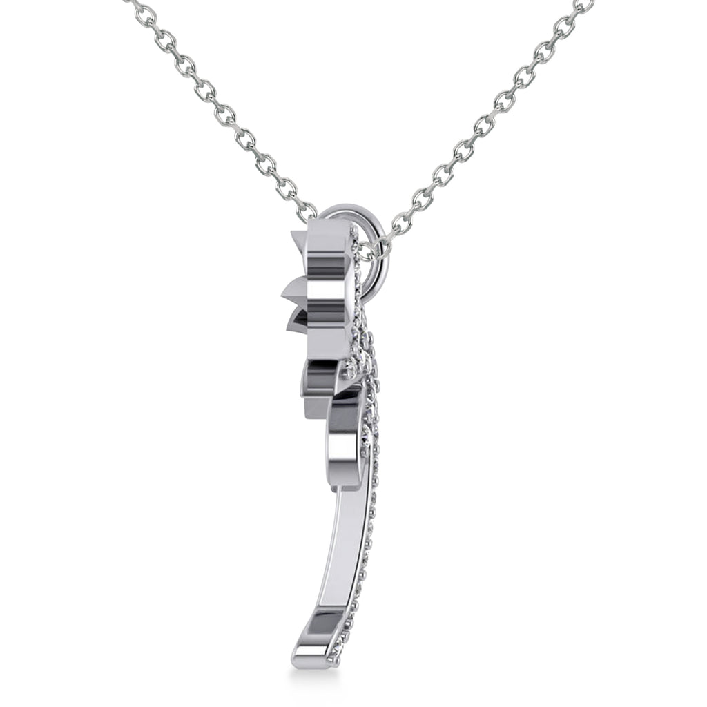 Palmetto & Crescent Moon Lab Diamond Pendant Necklace 14k White Gold (0.81ct)