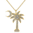 Palmetto & Crescent Moon Pendant Necklace 14k Yellow Gold (0.81ct)