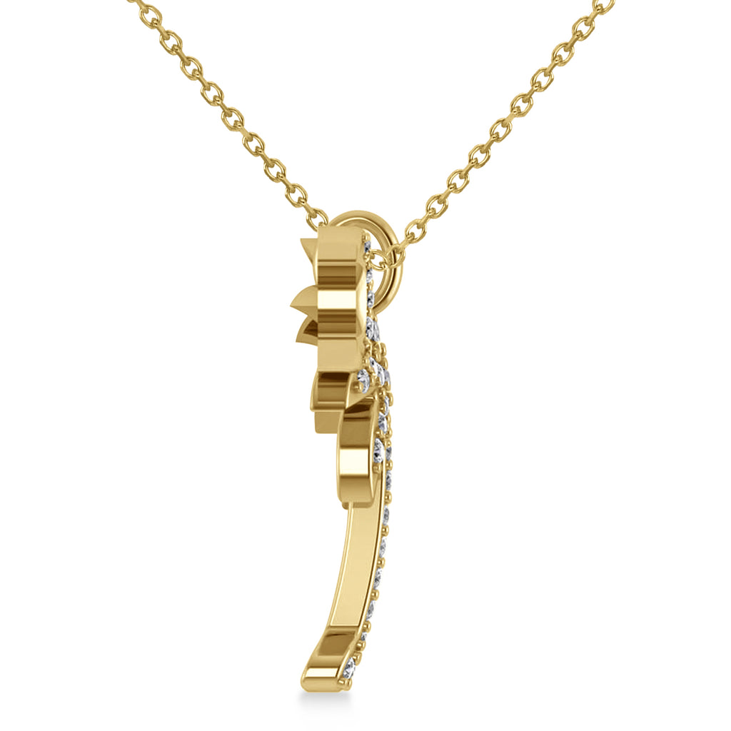 Palmetto & Crescent Moon Pendant Necklace 14k Yellow Gold (0.81ct)