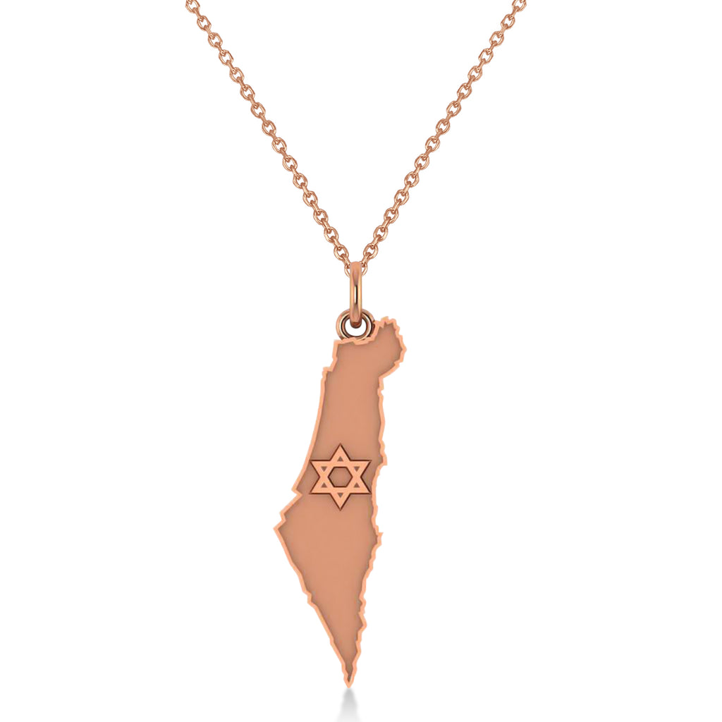 Israel Map Pendant Necklace 14K Rose Gold