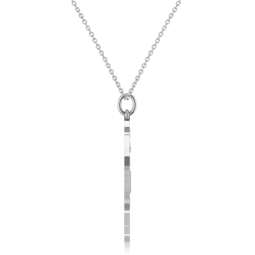 Israel Map Pendant Necklace with Jewish Star 14K White Gold