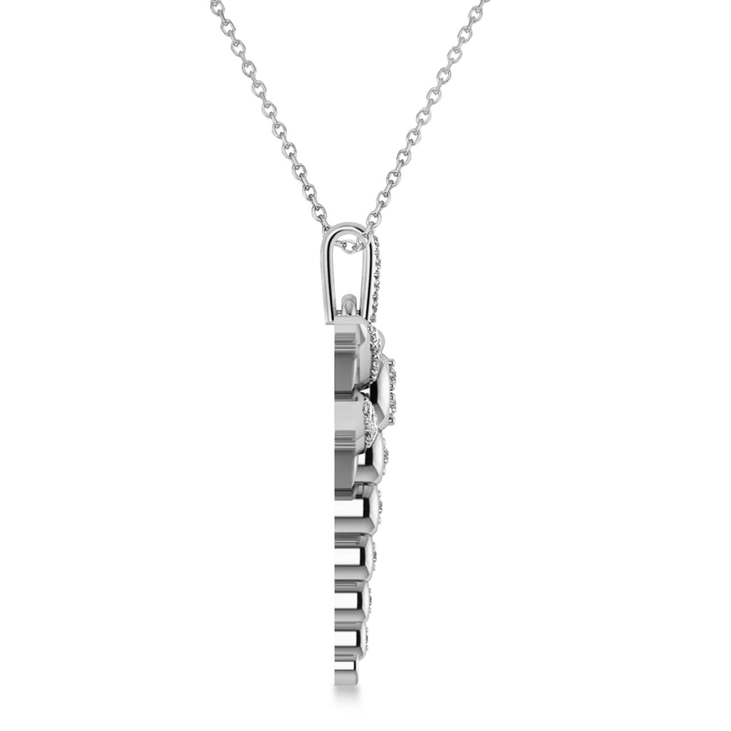 Dragonfly Insect Diamond Pendant Necklace 14k White Gold (0.59ct)