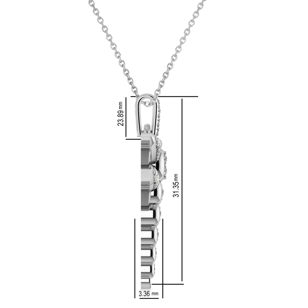 Dragonfly Insect Diamond Pendant Necklace 14k White Gold (0.59ct)