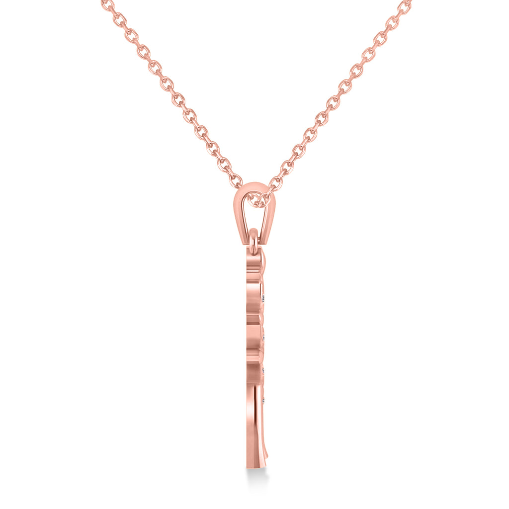 Diamond Family Tree Of Life Charm Pendant Necklace 14k Rose Gold (0.11 ct)