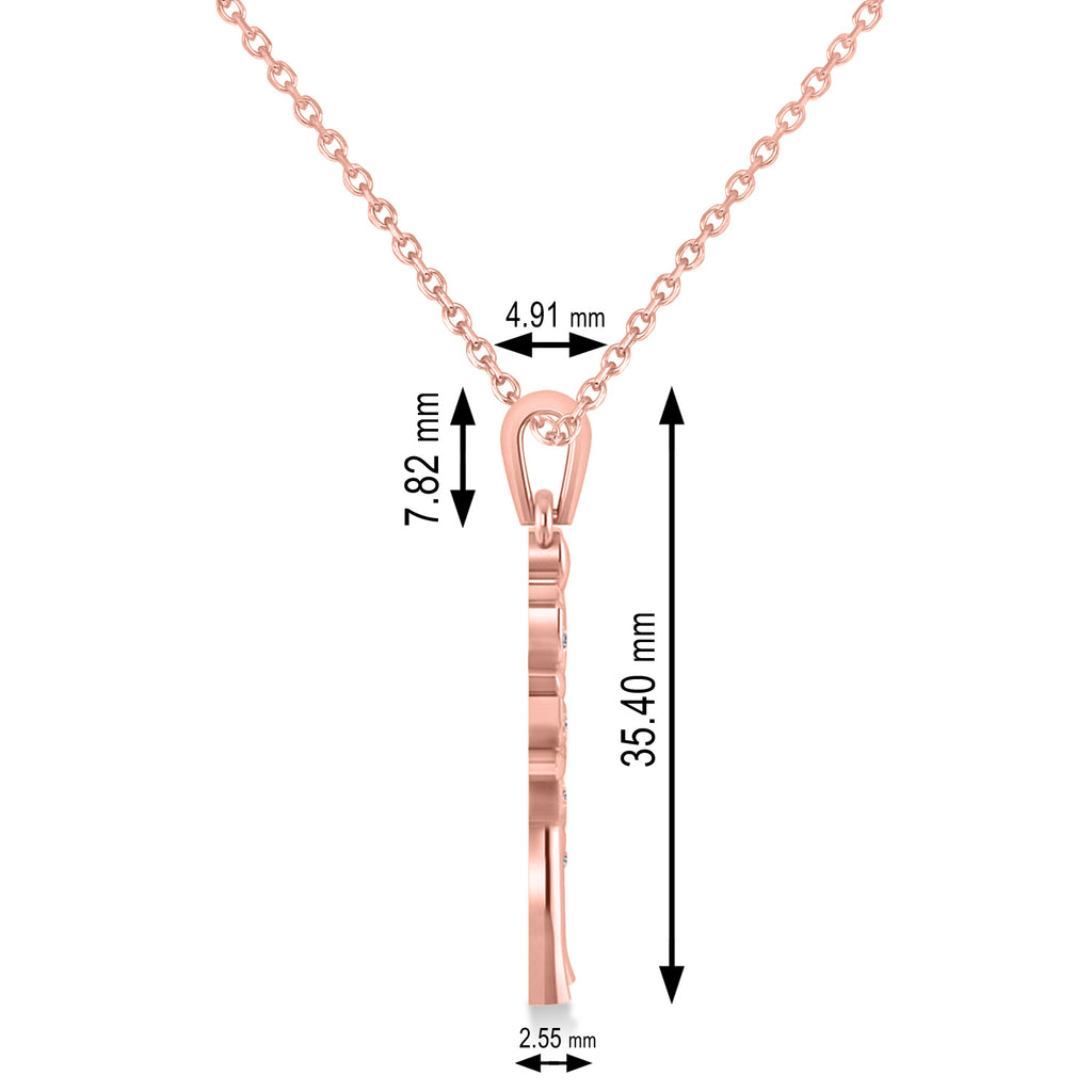 Diamond Family Tree Of Life Charm Pendant Necklace 14k Rose Gold (0.11 ct)