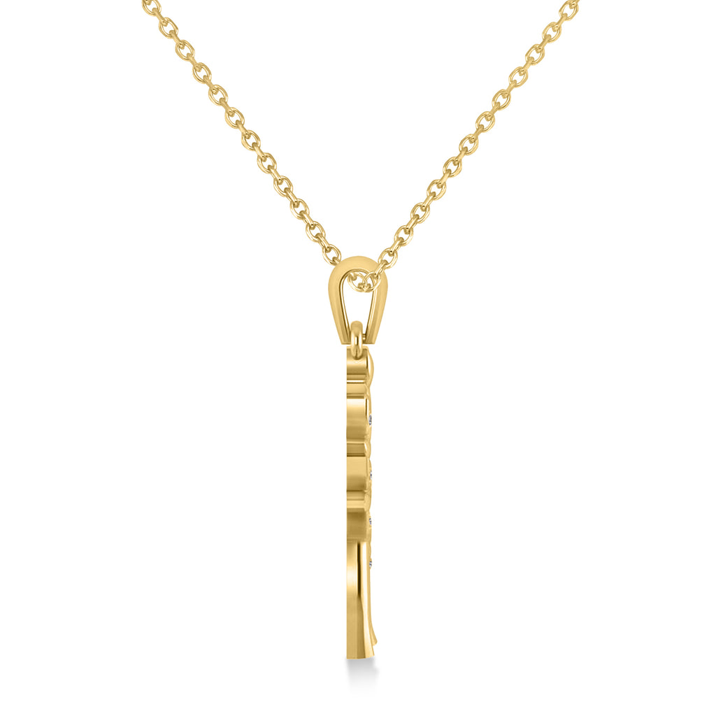 Diamond Family Tree Of Life Charm Pendant Necklace 14k Yellow Gold (0.11 ct)