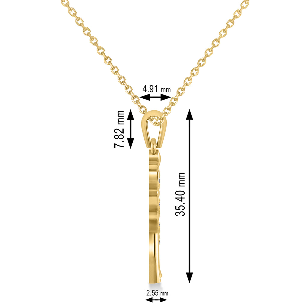 Diamond Family Tree Of Life Charm Pendant Necklace 14k Yellow Gold (0.11 ct)
